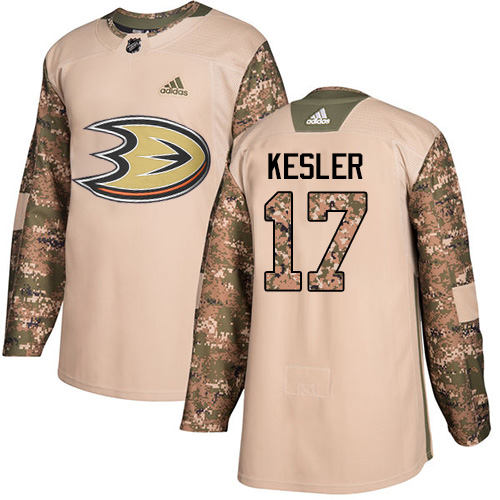 Adidas Ducks #17 Ryan Kesler Camo Authentic Veterans Day Youth Stitched NHL Jersey - Click Image to Close
